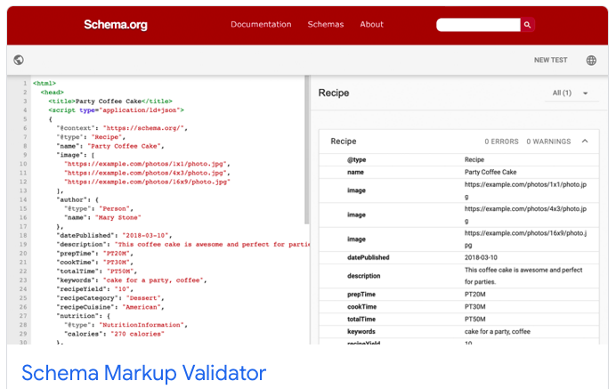 Schema Markup Validator Example