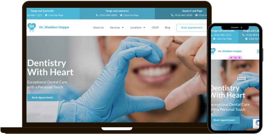 Dr Hoppe Dentistry-Website on Laptop and Mobile comp Dr. Sheldon Hoppe Dentistry website on Laptop & mobile
